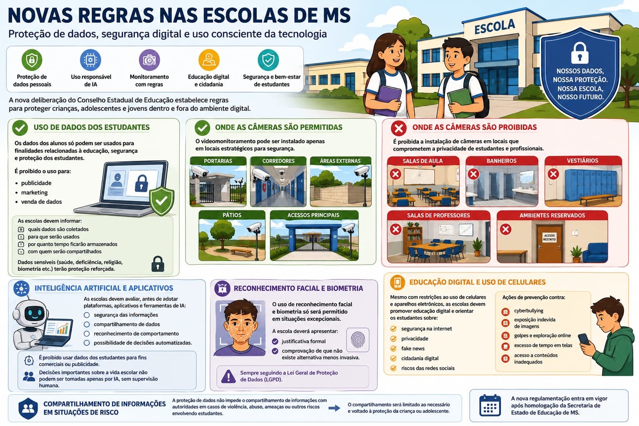 MS proíbe câmeras em salas de aula e estabelece regras para uso de inteligência artificial nas escolas