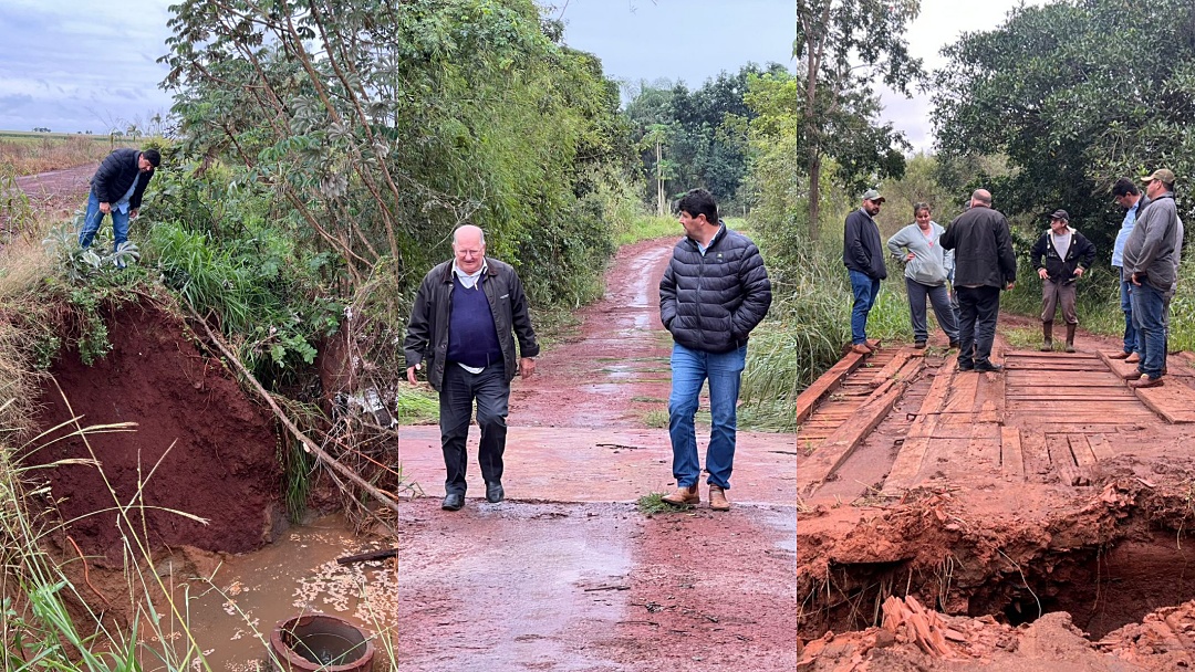 Prefeito vistoria trechos cr&iacute;ticos destru&iacute;dos pelas chuvas em Sidrol&acirc;ndia