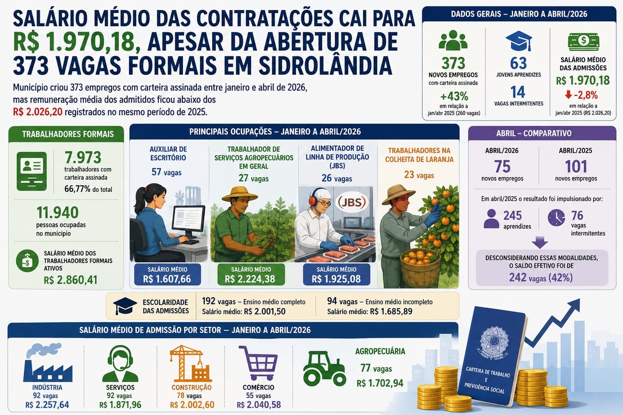 Sidrol&acirc;ndia: expans&atilde;o nas contrata&ccedil;&otilde;es ocorre com redu&ccedil;&atilde;o na m&eacute;dia salarial