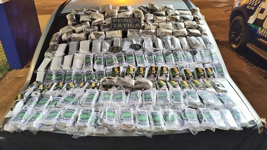 Força Tática da PM apreende 20 quilos de haxixe marroquino em Sidrolândia; prejuízo ao crime é estimado em R$ 1,4 milhão