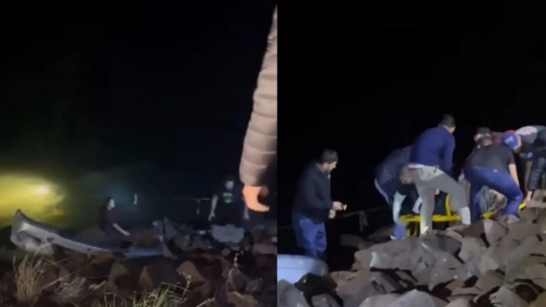Caminhonete cai em rio após ser atingida por motorista bêbado e uma pessoa morre
