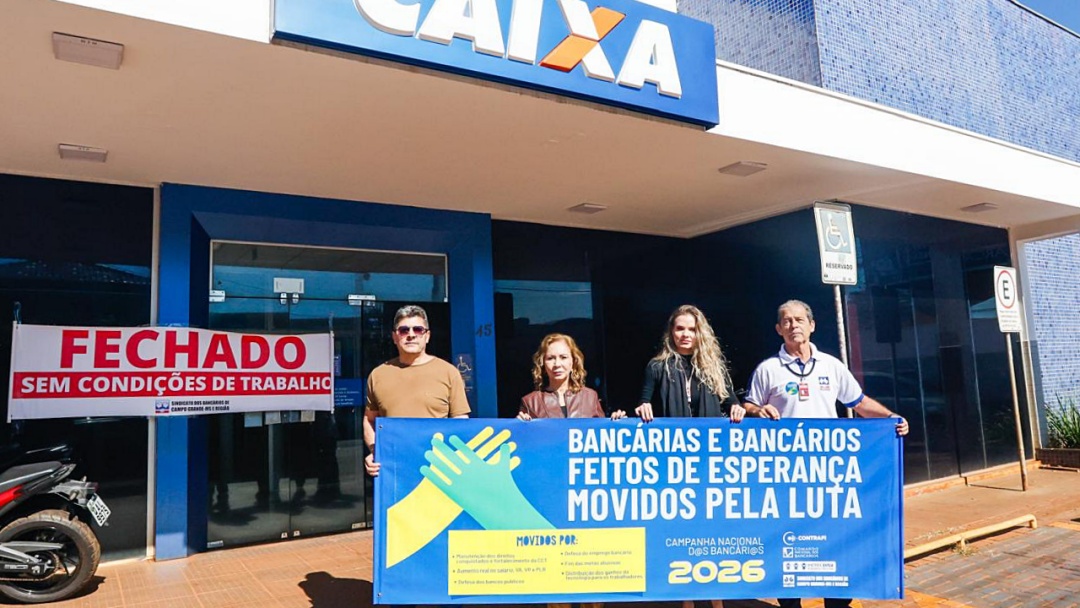Paralisação na Caixa de Sidrolândia cobra contratação de funcionários e sindicato aponta déficit no atendimento