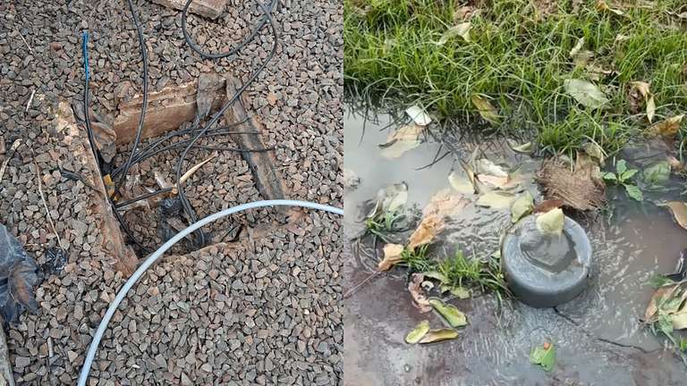 Furto de cabos em esta&ccedil;&otilde;es elevat&oacute;rias provoca vazamento de esgoto a c&eacute;u aberto no P&eacute; de Cedro