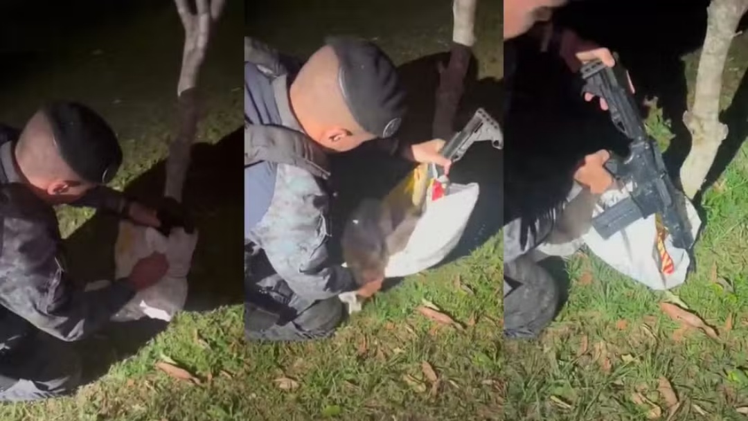 Fuzil de fabricação americana é encontrado abandonado em avenida na fronteira com o Paraguai